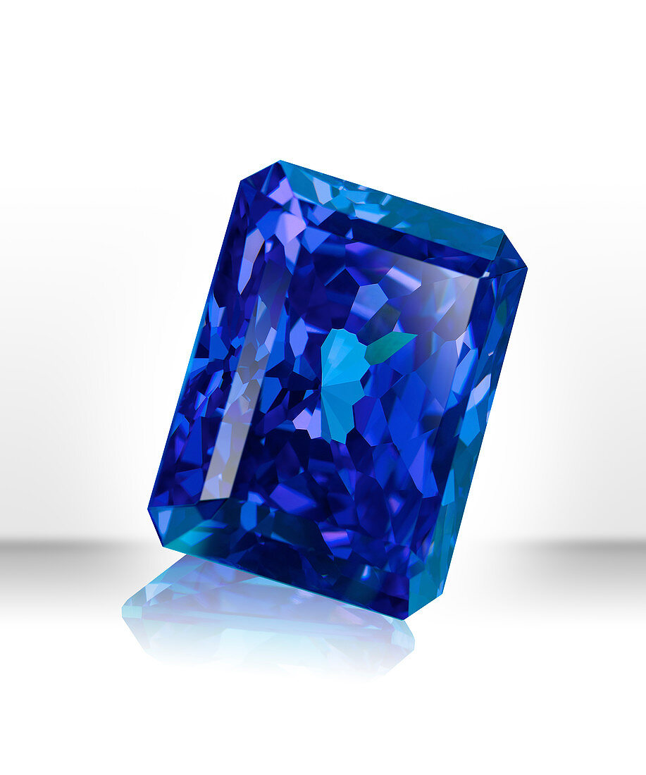 Blue rectangular gemstone
