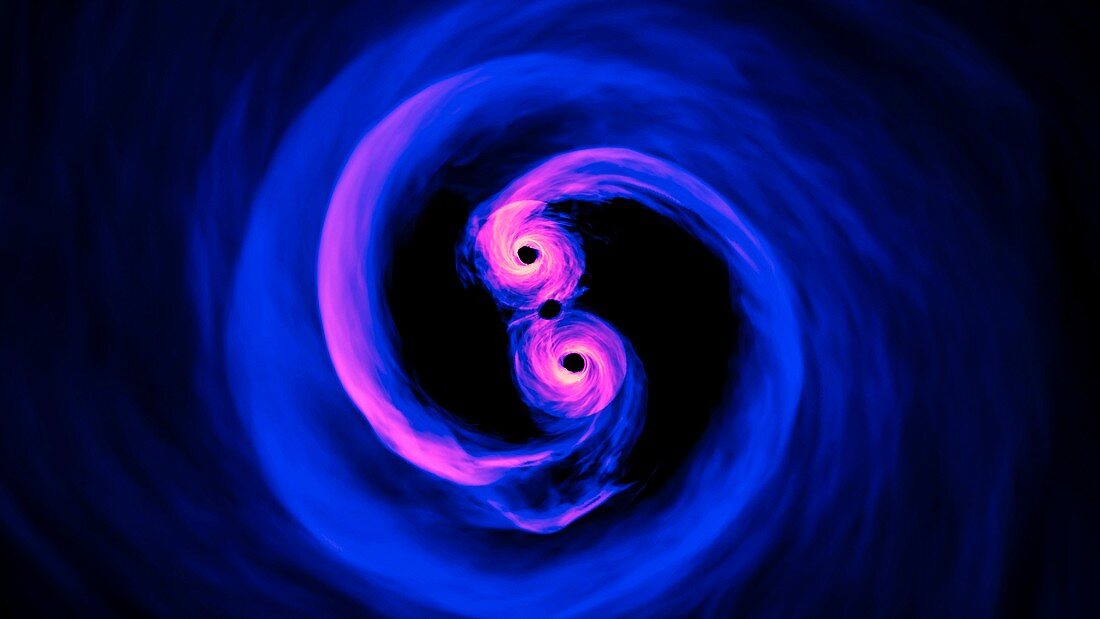 Supermassive black hole binary, supercomputer simulation