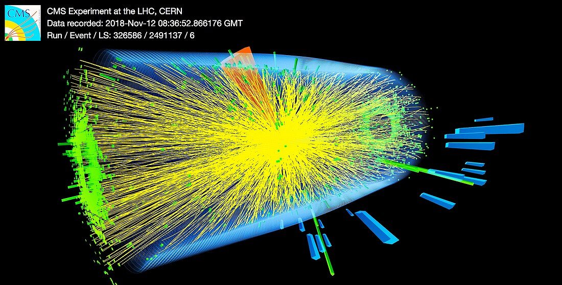 Lead ion collision event in CERN's CMS detector