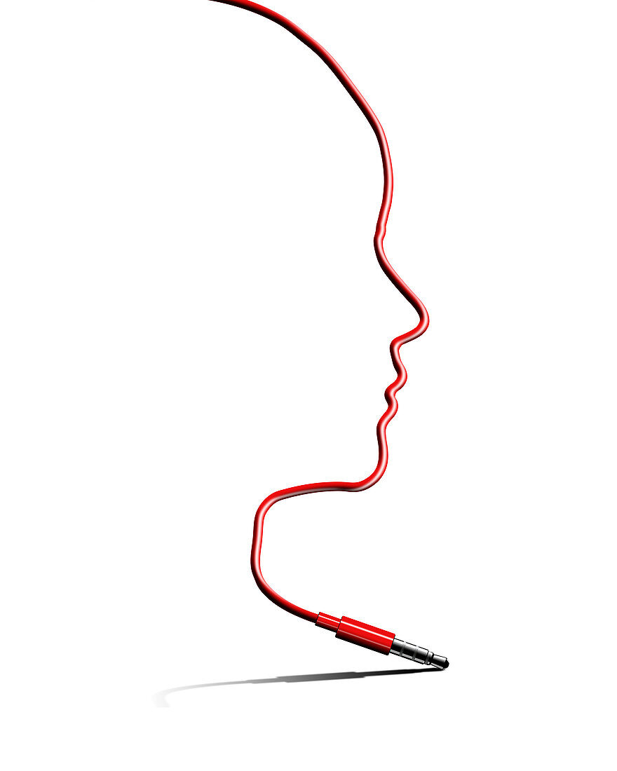Cable outlining profile of human face