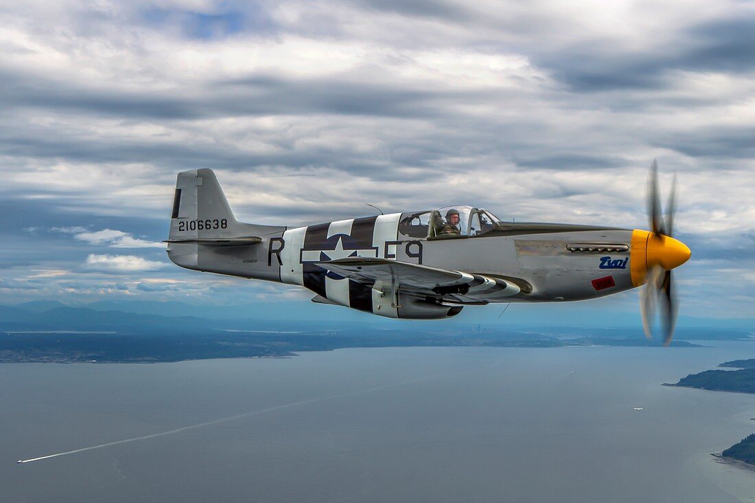 North American P-51B Mustang in flight