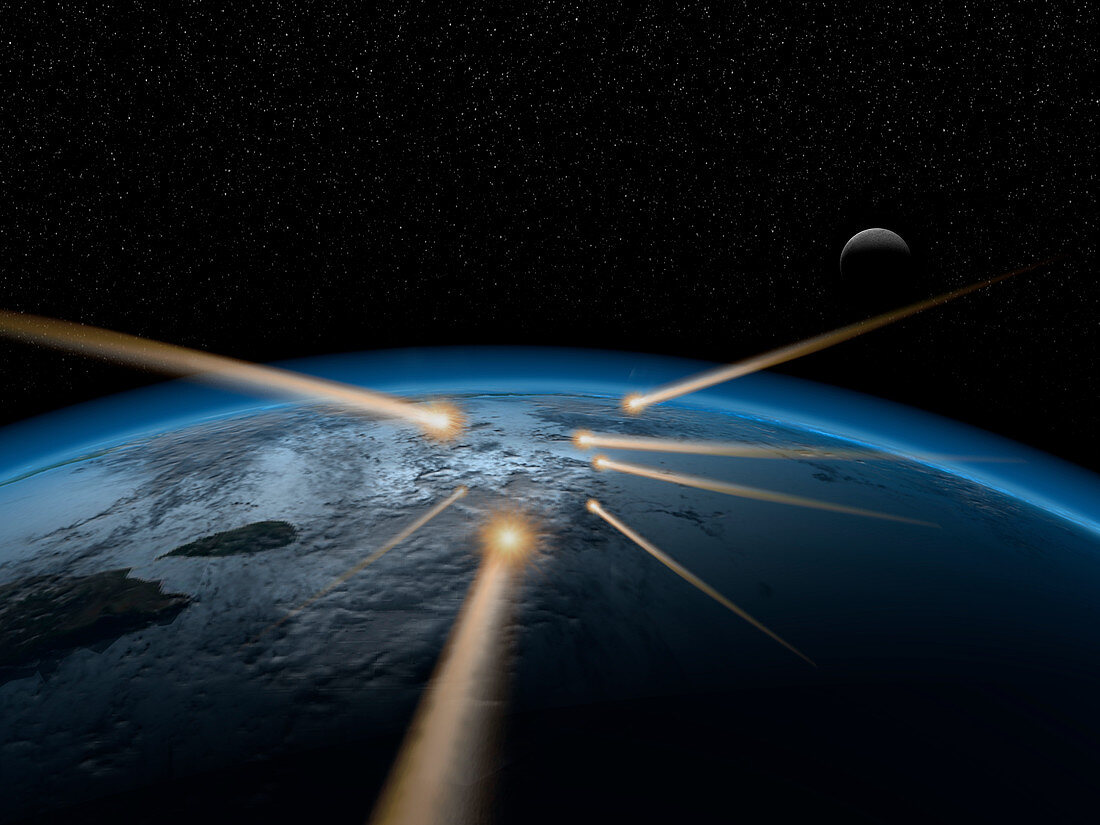 Meteors in the Earth's atmosphere, illustration