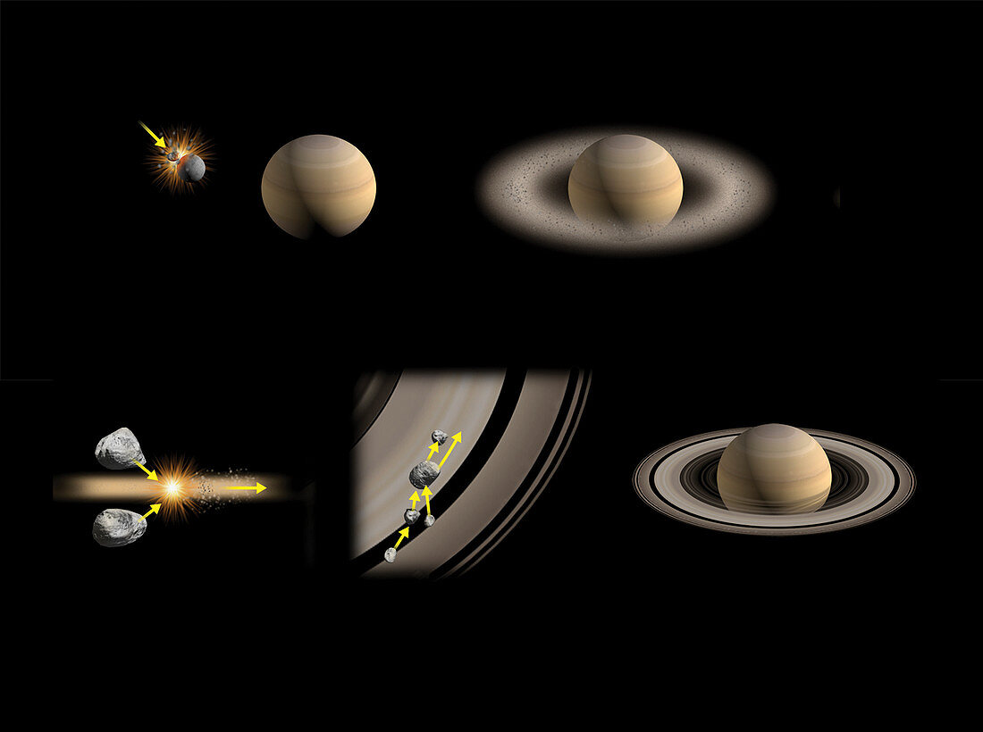 Formation of Saturn's rings, illustration