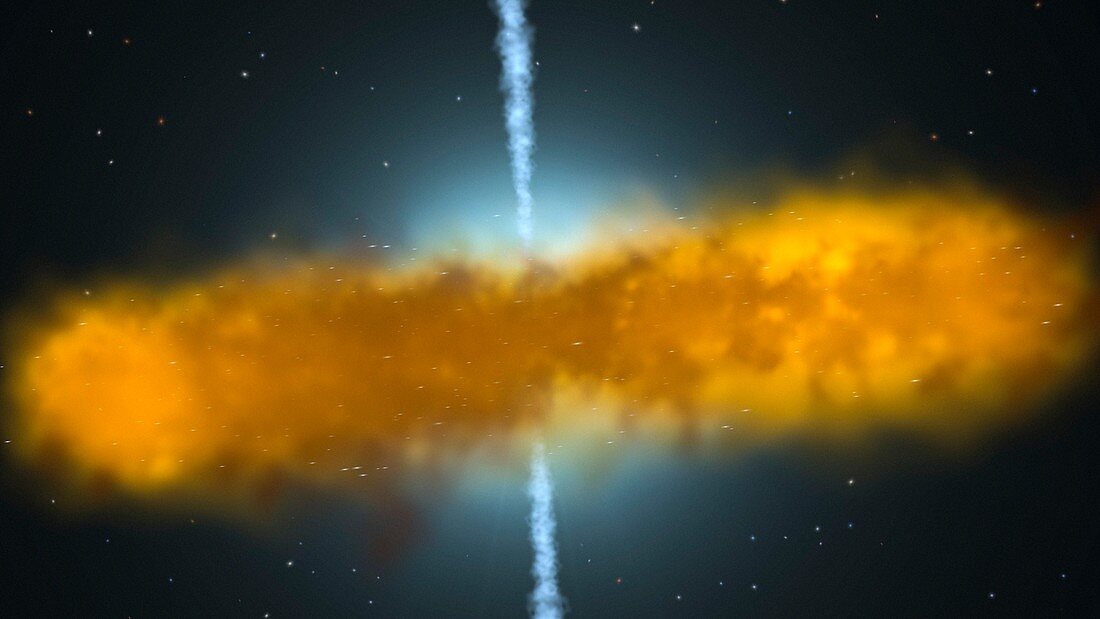 Active galactic nucleus and jets, illustration
