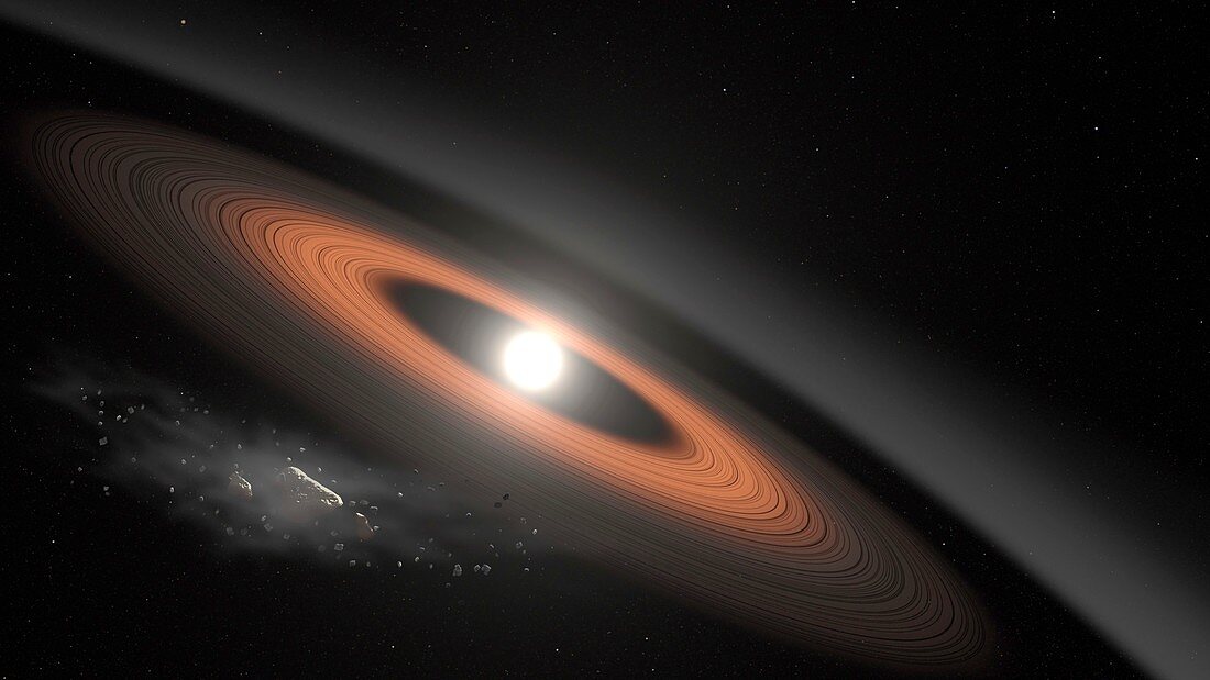 White dwarf creating debris ring, illustration