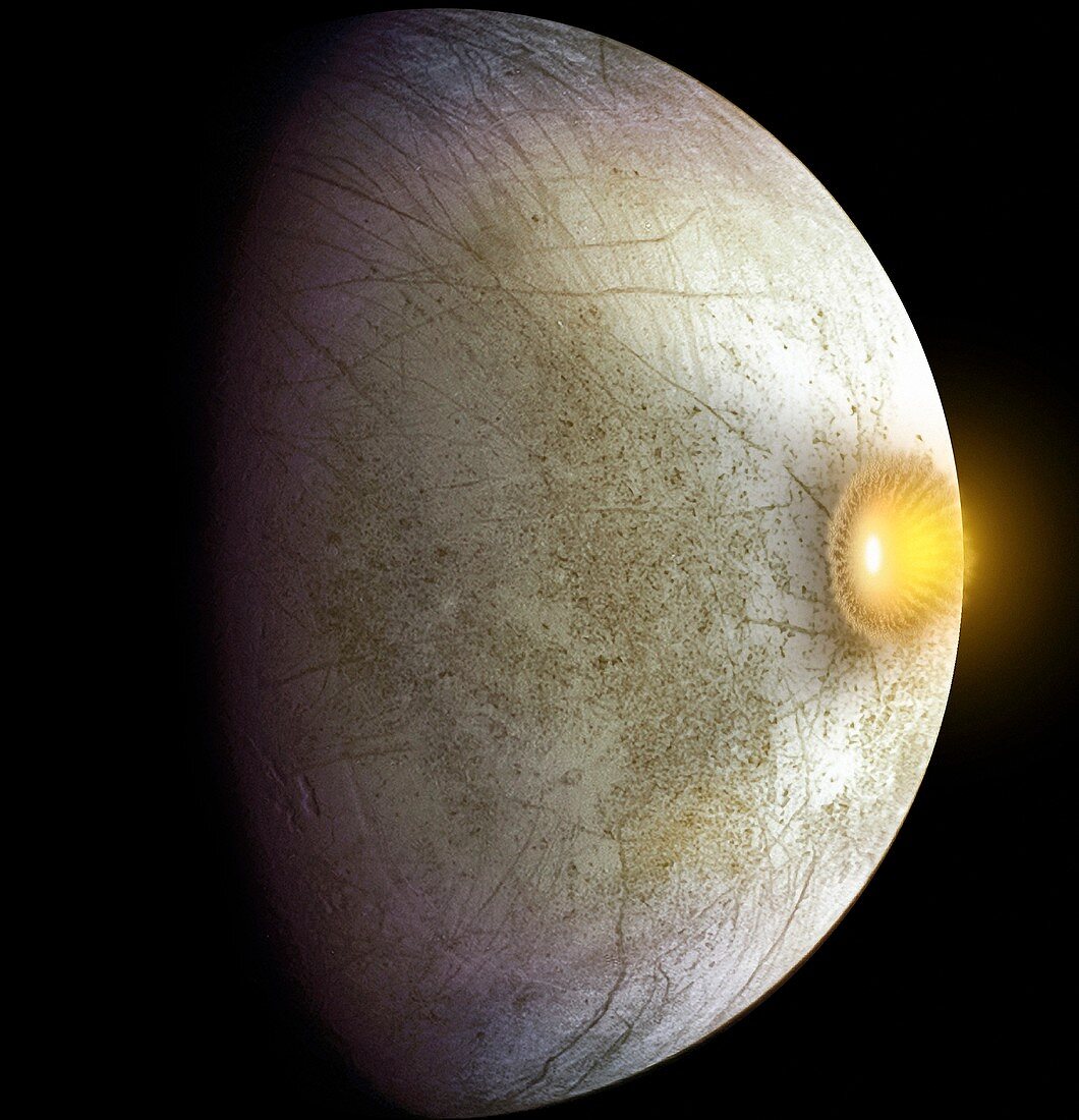 Impact on Jupiter's moon Europa, illustration