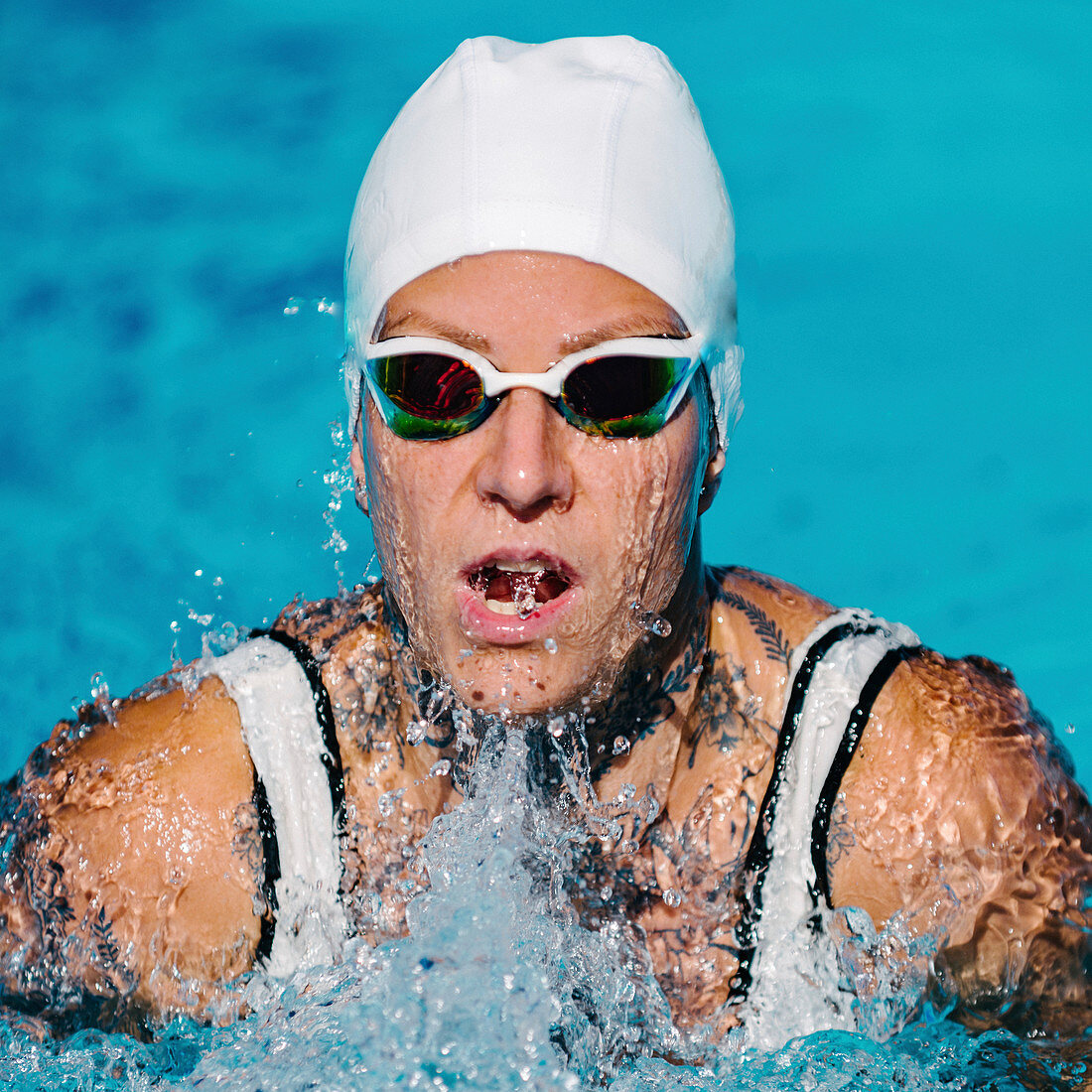 Woman swimming breaststroke