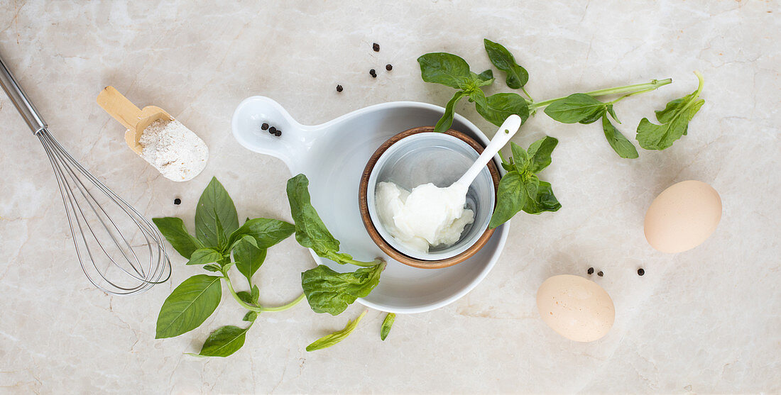 Ricotta, basil, eggs and flour