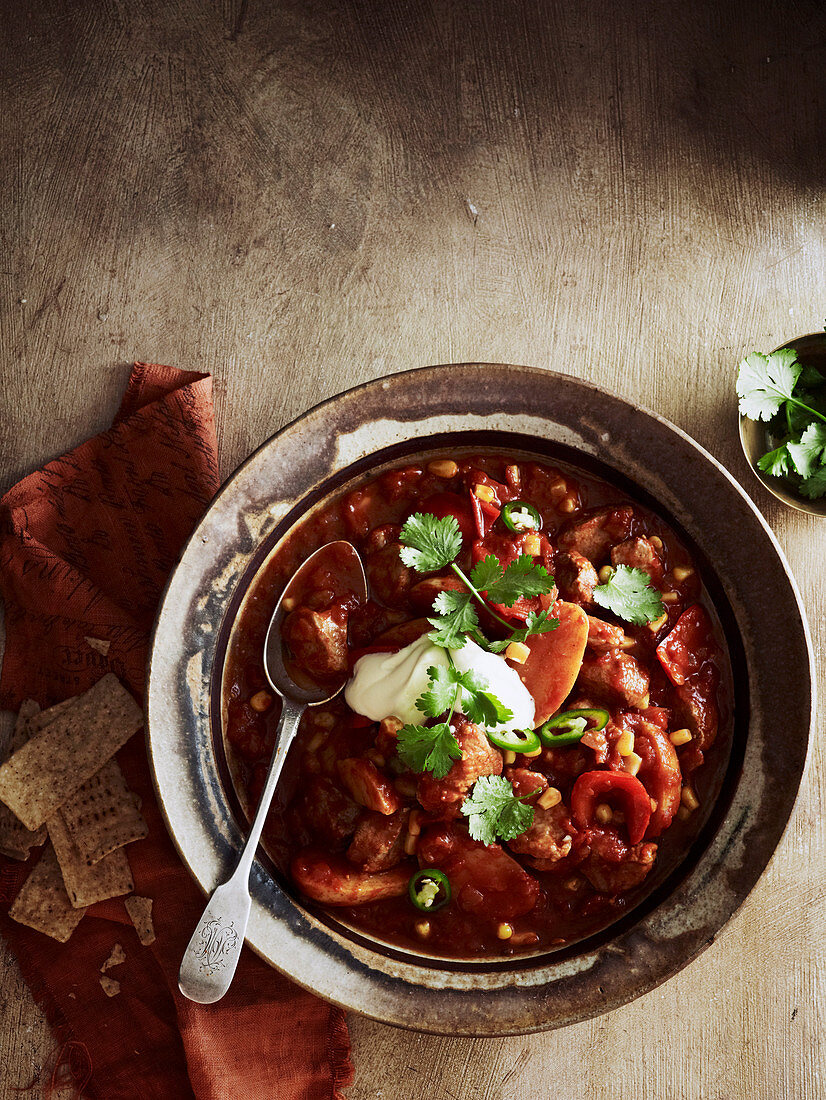 Schweinefleisch-Chili-Eintopf (Slow Cooking)