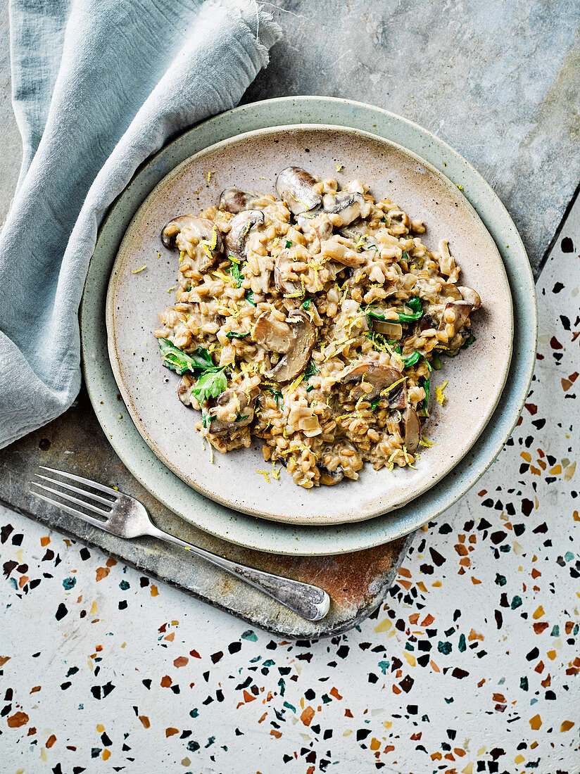 Spelt and mushroom risotto