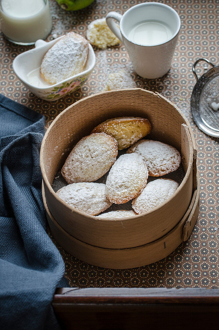 Madeleines mit Puderzucker