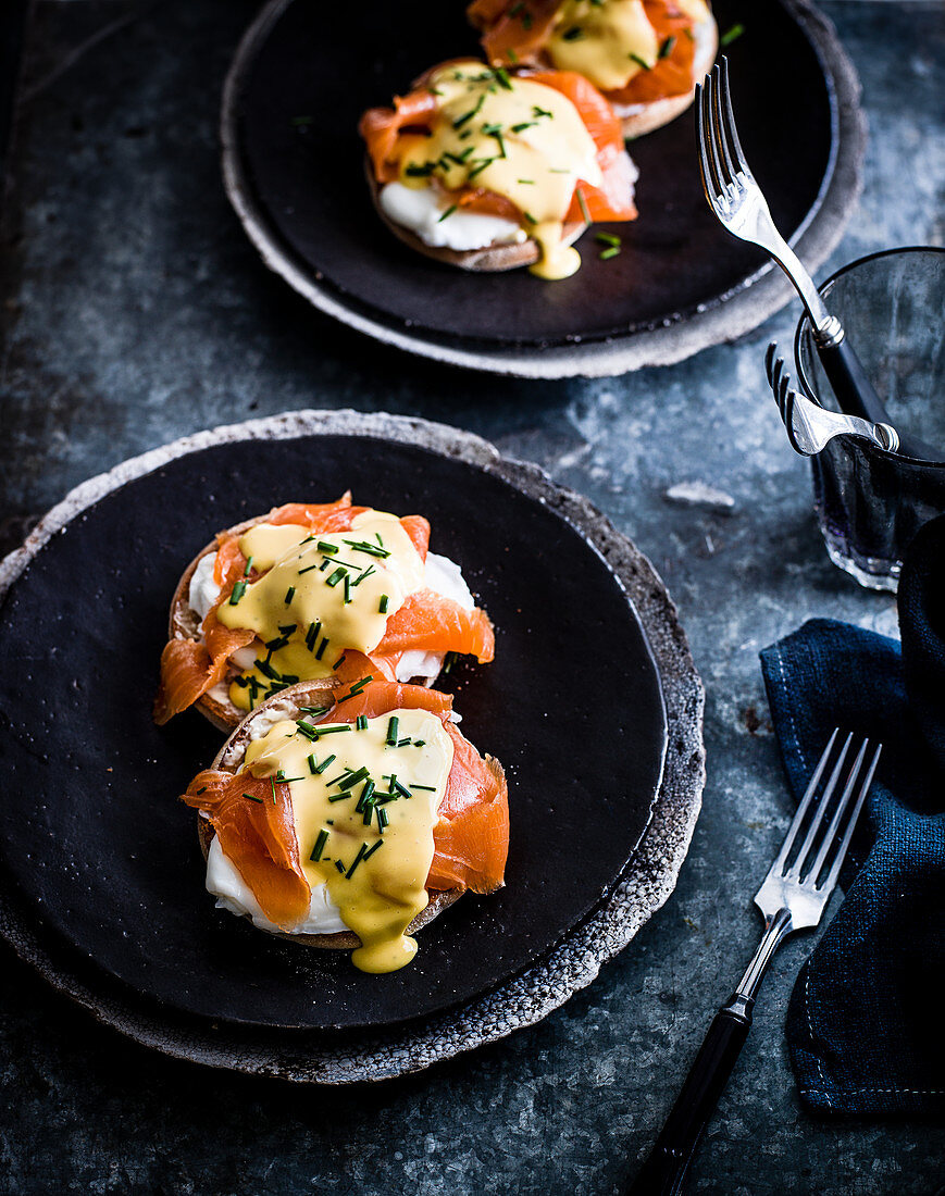 Eggs royale with smoked trout and yuzu Hollandaise