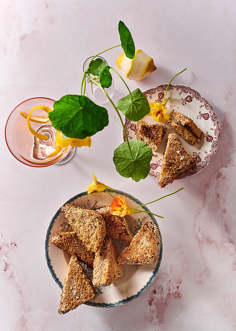 Mushroom pâté and sesame toast