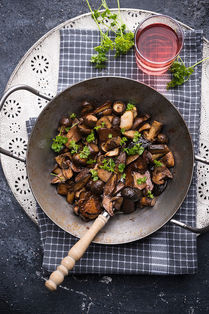 Wild mushrooms with parsley