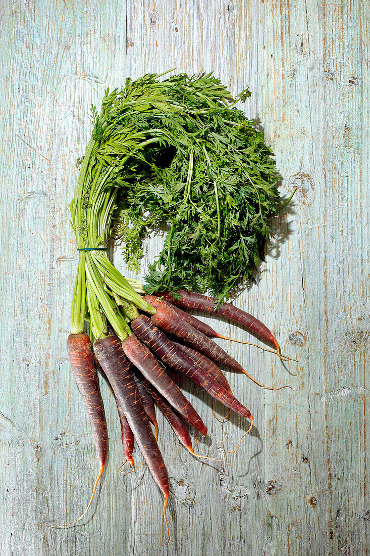 Fresh red carrots with leaves