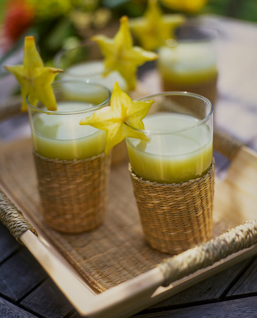 Fruit juice with star fruit slices