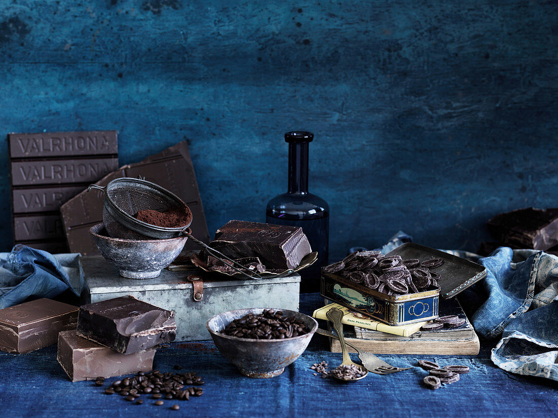Chocolate still life with cocoa powder