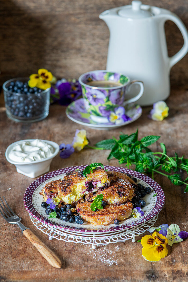 Pfannkuchen mit Blaubeeren