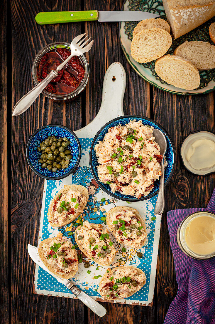 Smoked trout, dried tomatoes and capers spread