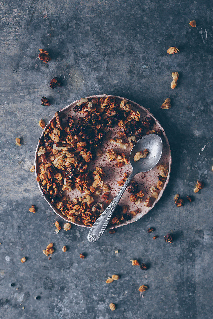 Selbstgemachtes Schokoladen-Vanille-Müsli