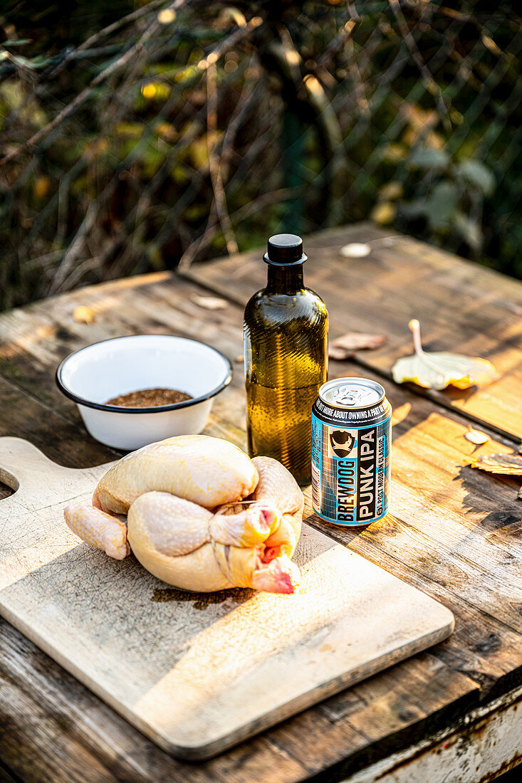 Ingredients for beer can chicken