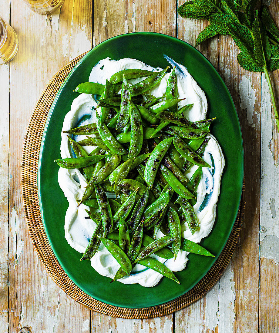 Grilled sugar snaps