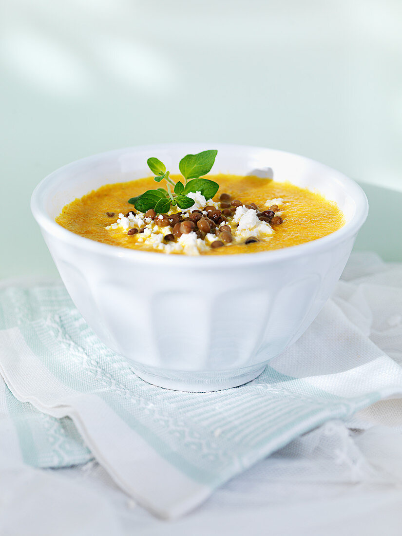 Carrot soup with feta