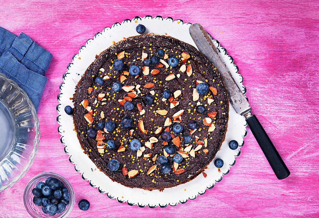 Chocolate cake with blueberries