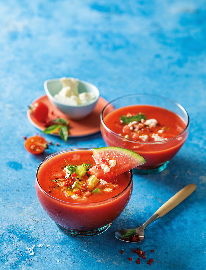 Watermelon tomato gazpacho