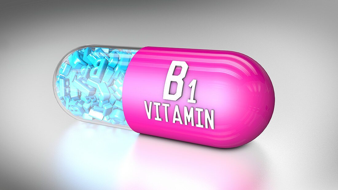 Vitamin B1 capsule, illustration