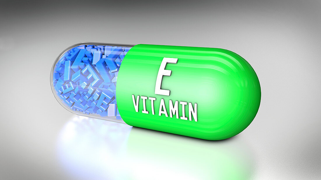 Vitamin E capsule, illustration