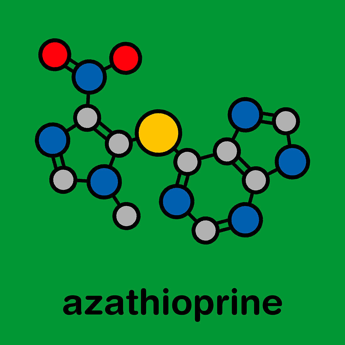Azathioprine immunosuppressive drug, molecular model