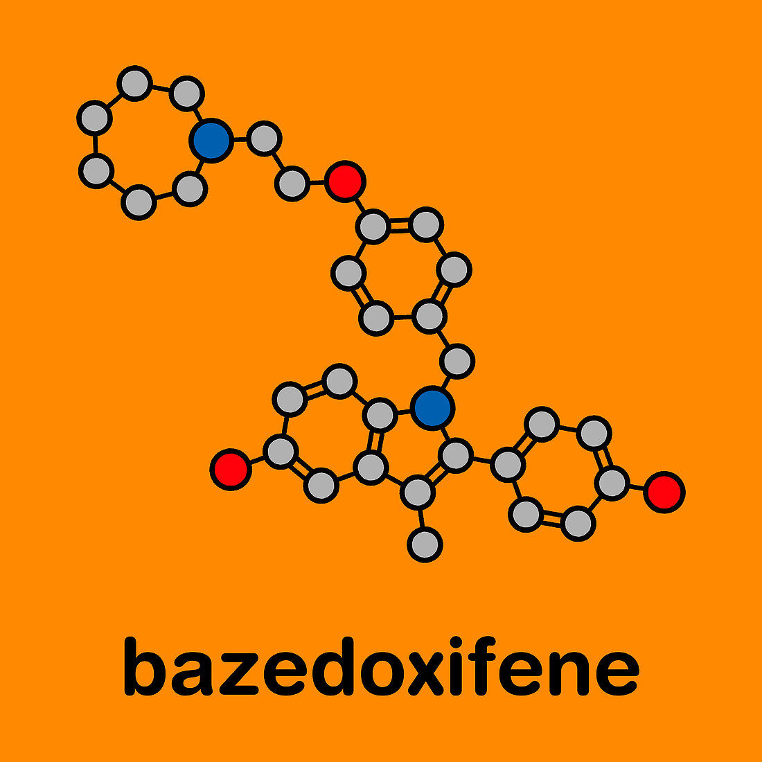 Bazedoxifene osteoporosis prevention drug, molecular model