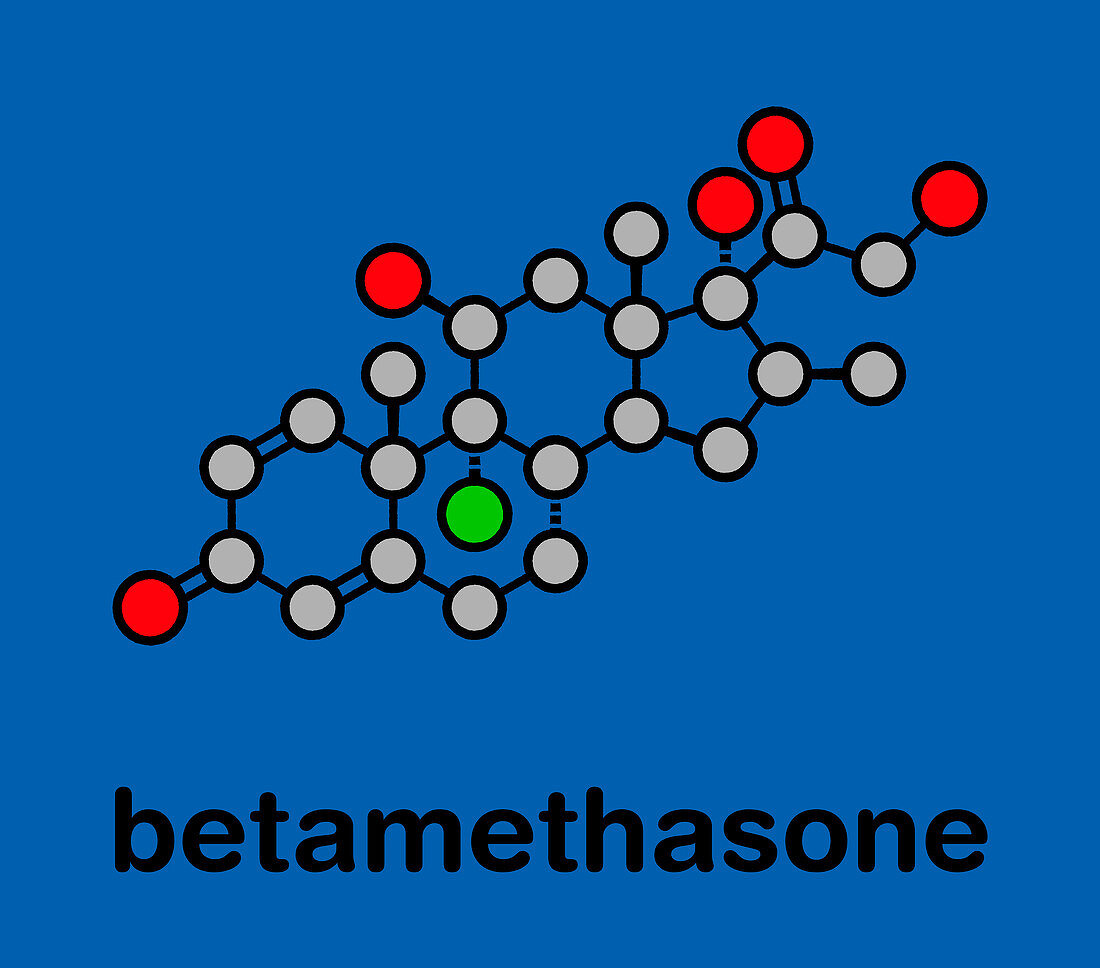 Betamethasone anti-inflammatory steroid drug molecule