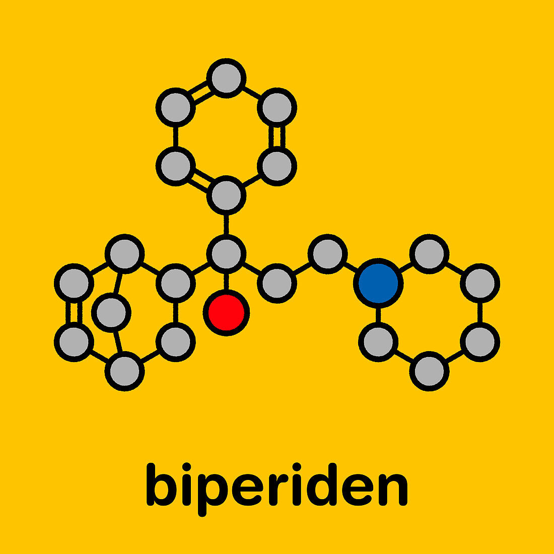 Biperiden Parkinson's disease drug, molecular model