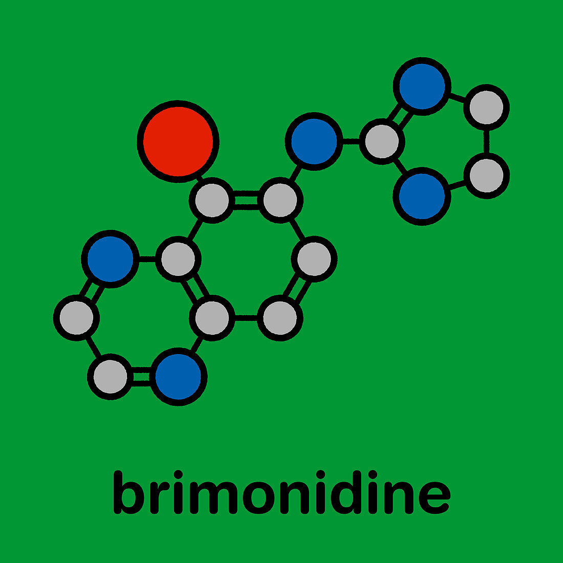 Brimonidine alpha2-adrenergic drug, molecular model