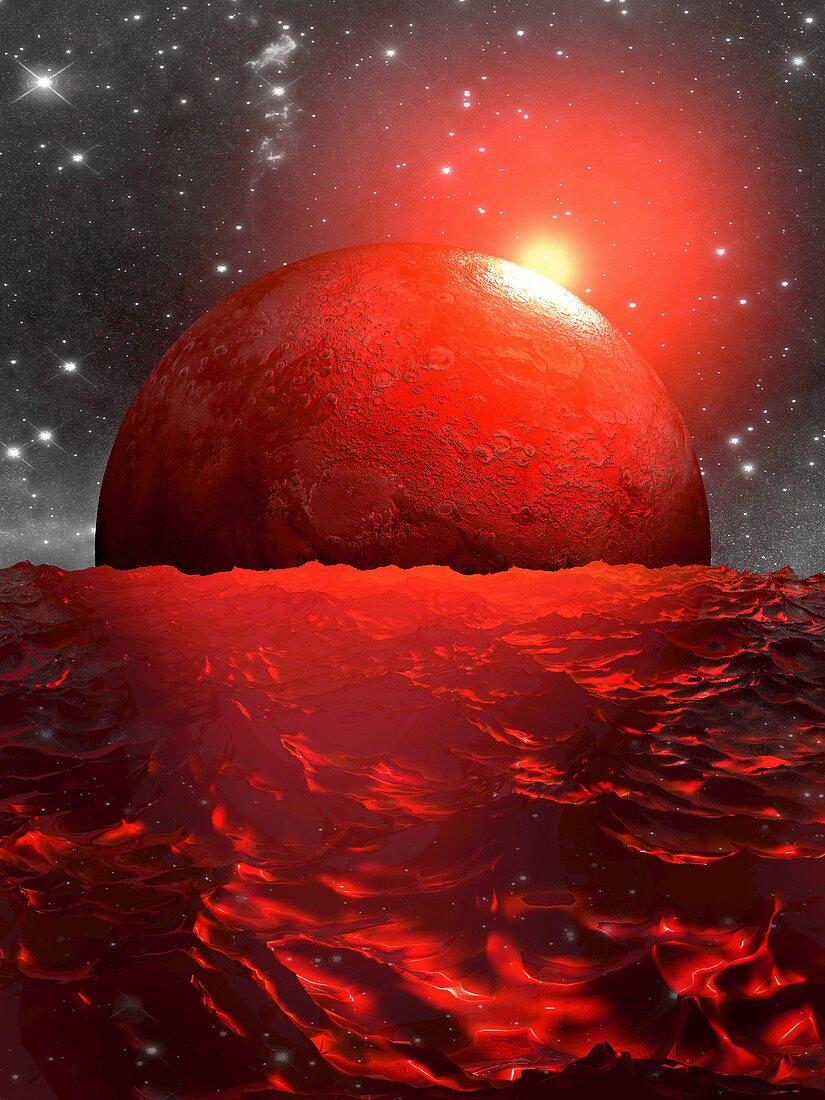 Sunset on alien planet, illustration