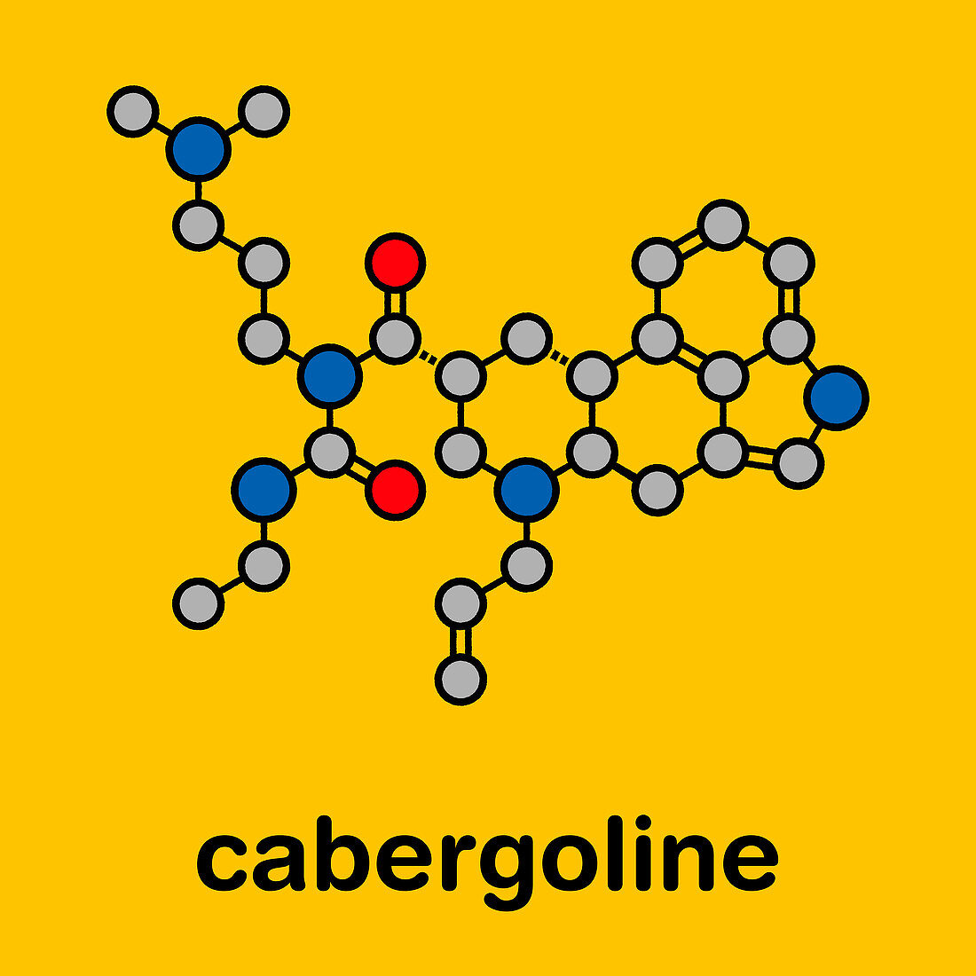 Cabergoline Parkinson's disease drug, molecular model