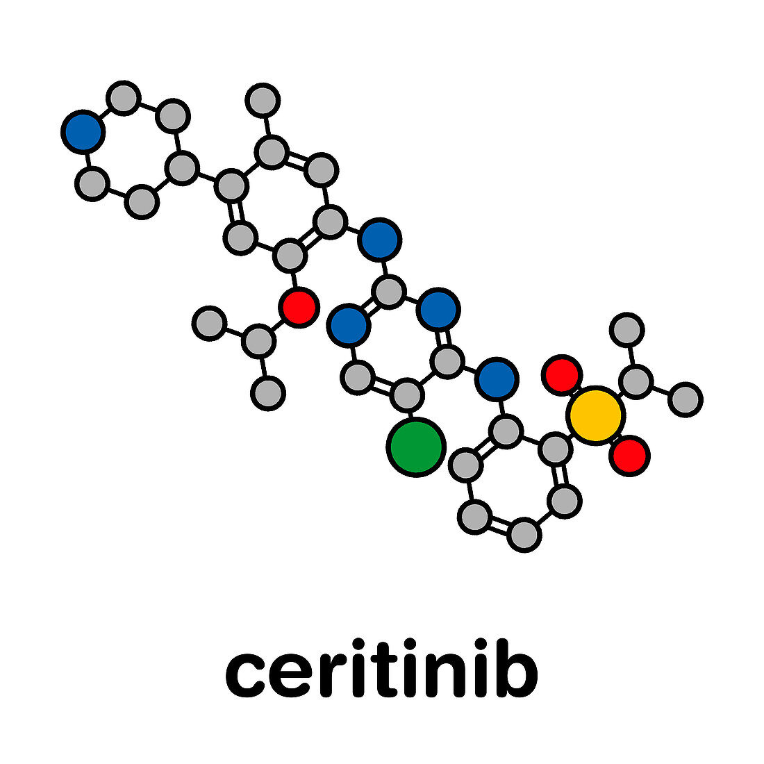 Ceritinib cancer drug, molecular model