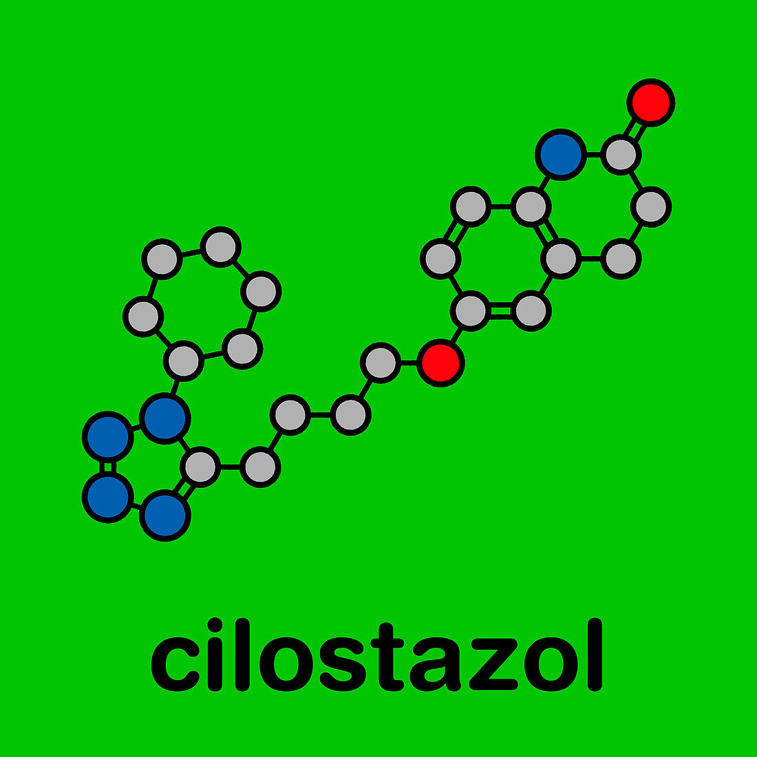 Cilostazol intermittent claudication drug, molecular model