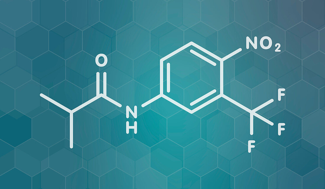 Flutamide prostate cancer drug, molecular model