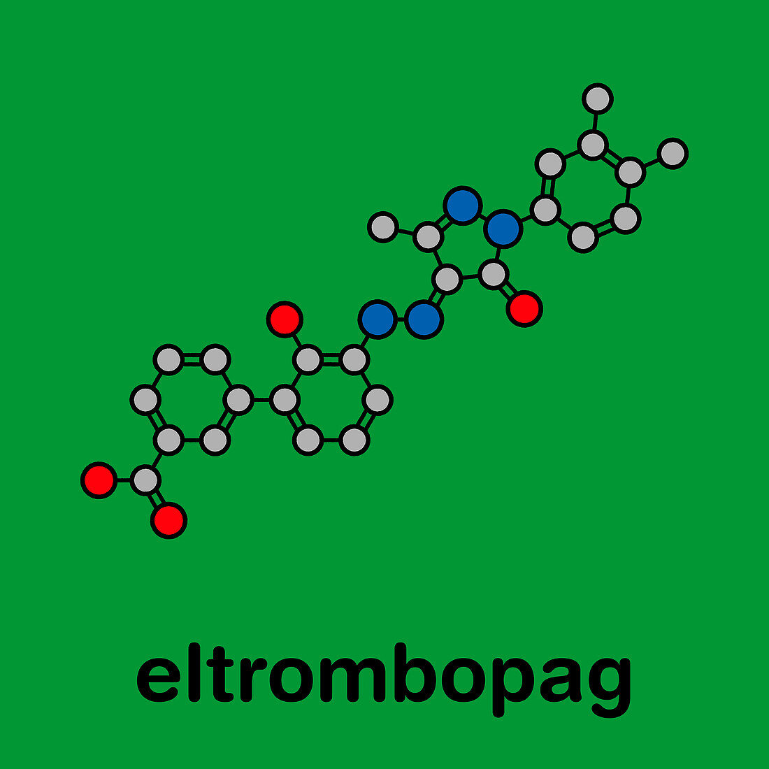 Eltrombopag thrombocytopenia drug, molecular model