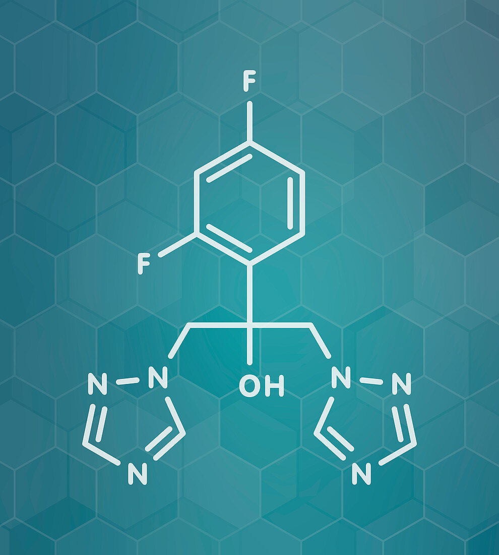 Fluconazole antifungal drug, molecular model