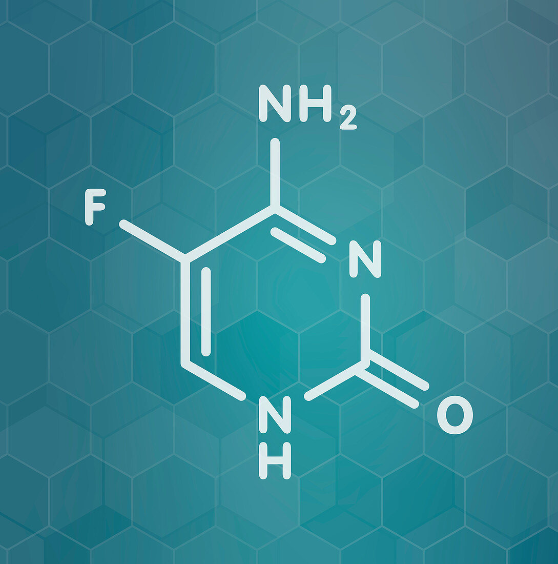 Flucytosine antimycotic drug, molecular model