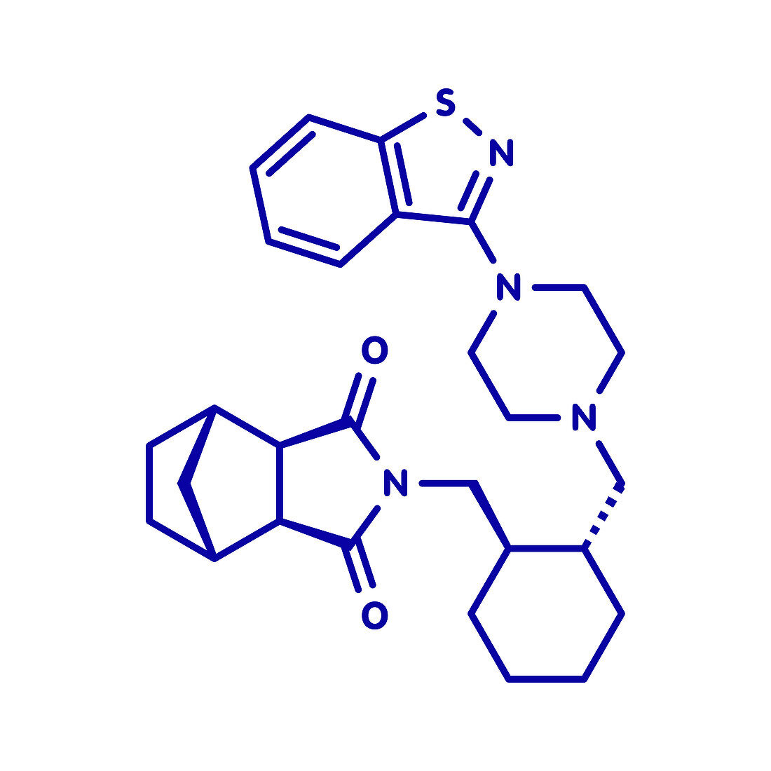 Lurasidone atypical antipsychotic drug, molecular model