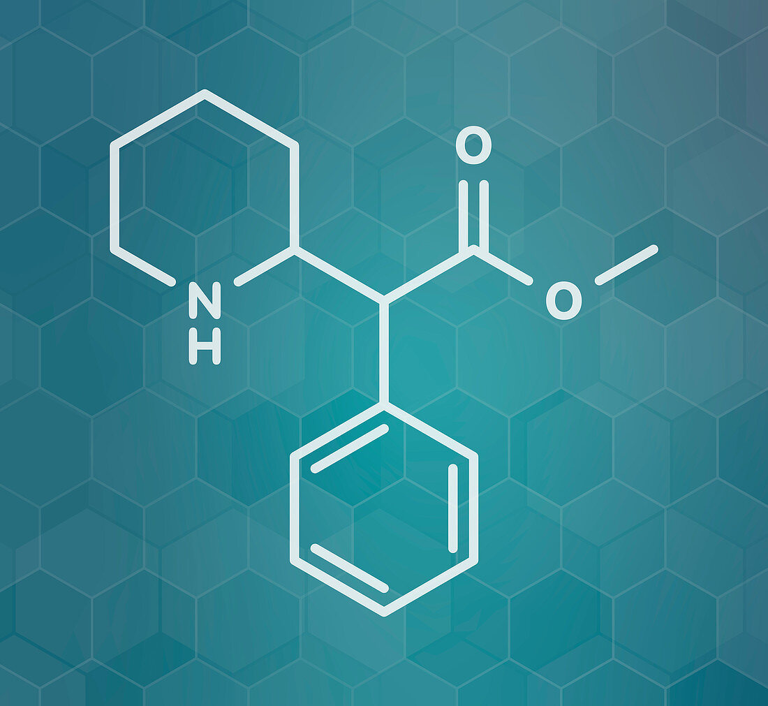 Methylphenidate ADHD drug, molecular model