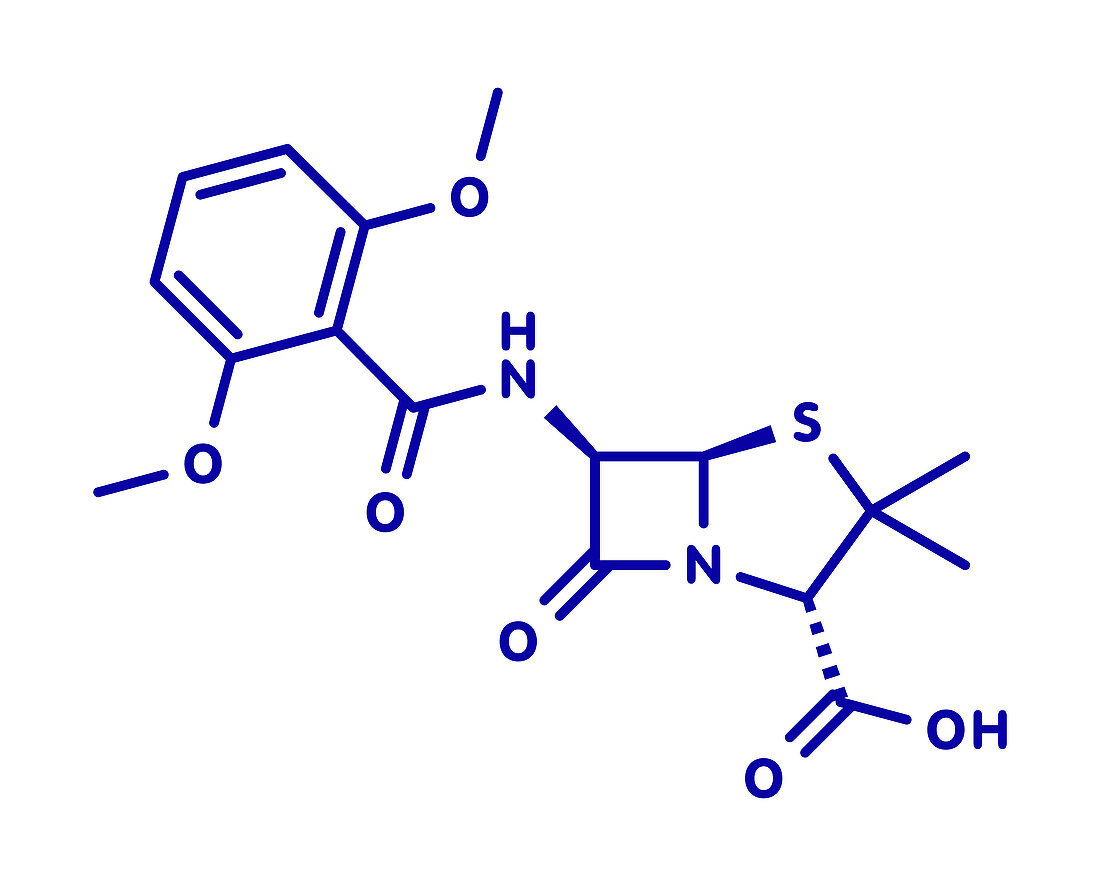 Meticillin antibiotic drug, molecular model