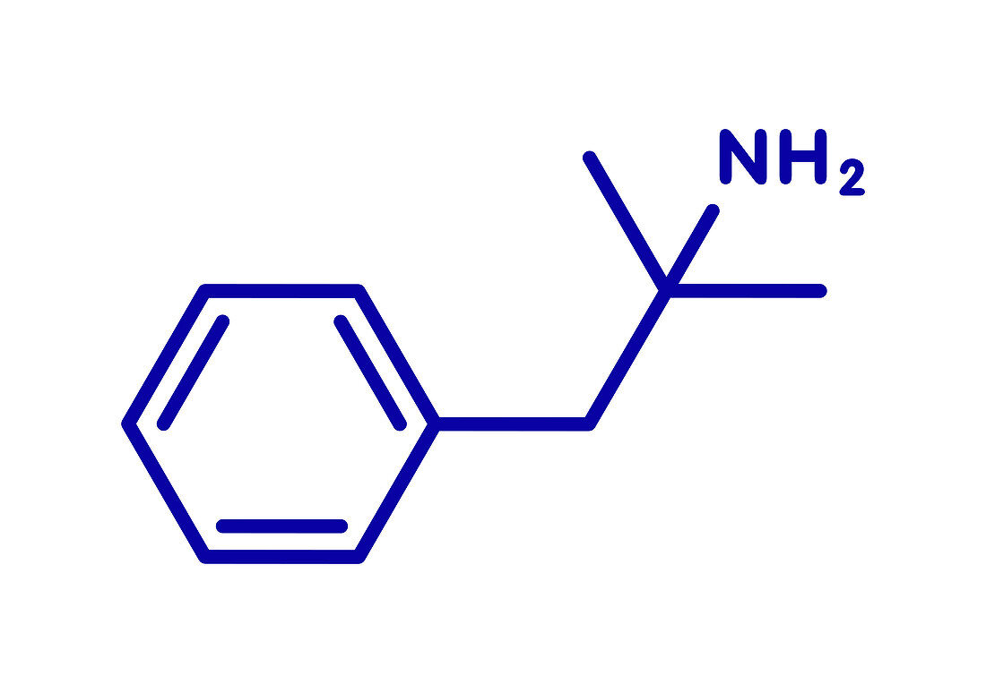 Phentermine appetite suppressant drug, molecular model