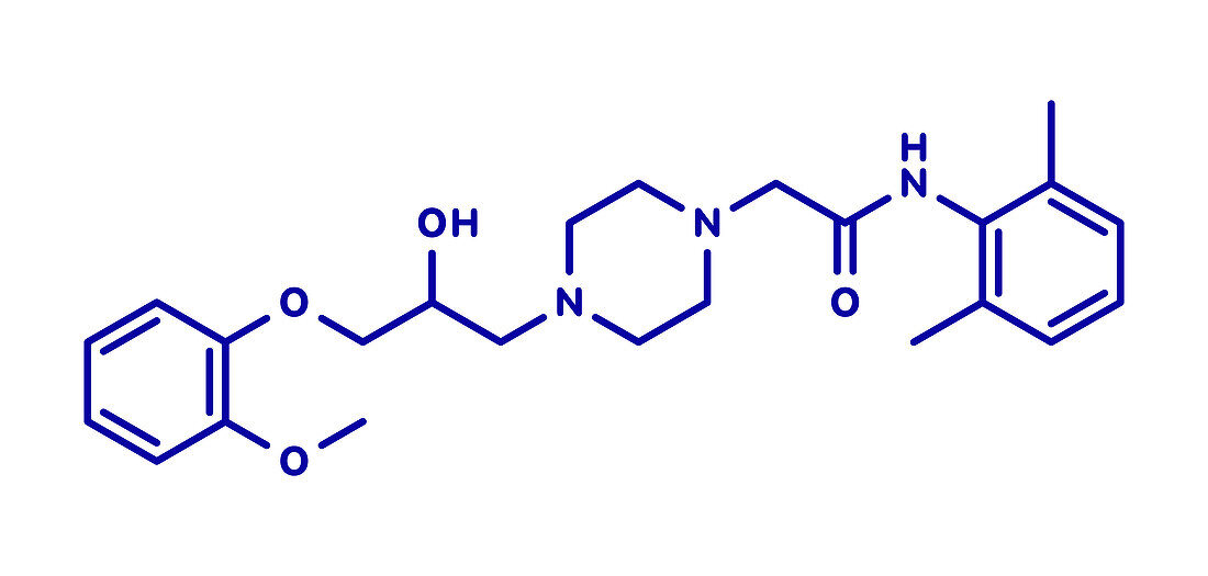 Ranolazine antianginal drug, molecular model