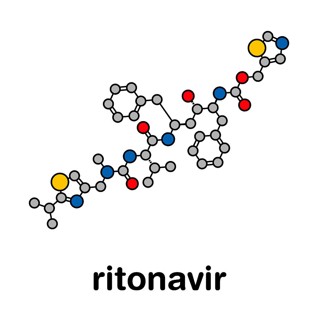 Ritonavir HIV drug, molecular model